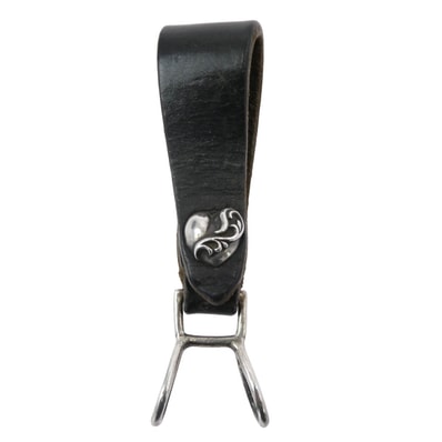 CHROME HEARTS クロムハーツ(原本無) その他アクセサリー BELT LOOP ハートボタン レザー ベルトループ ブラック系 シルバー系【中古】
