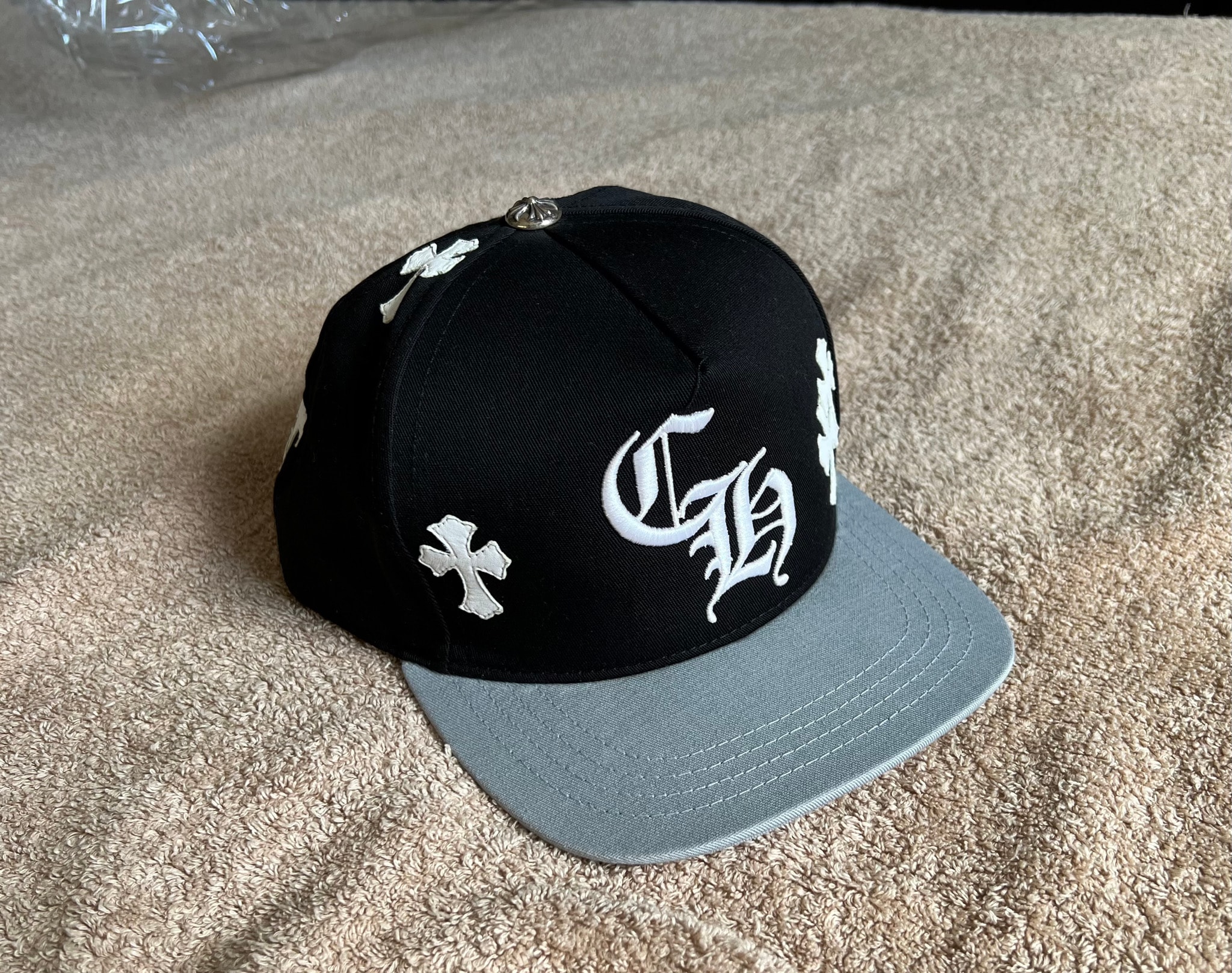 Chrome Hearts CH Hat Cross Patch Baseball Cap "Black/Grey/White"