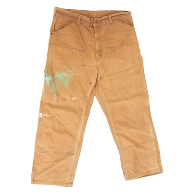 Carhartt カーハート B01 USA製 DOUBLE FRONT WORK DUNGAREE ダック ダブルニー ぺインターパンツ ブラウン系 36【中古】
