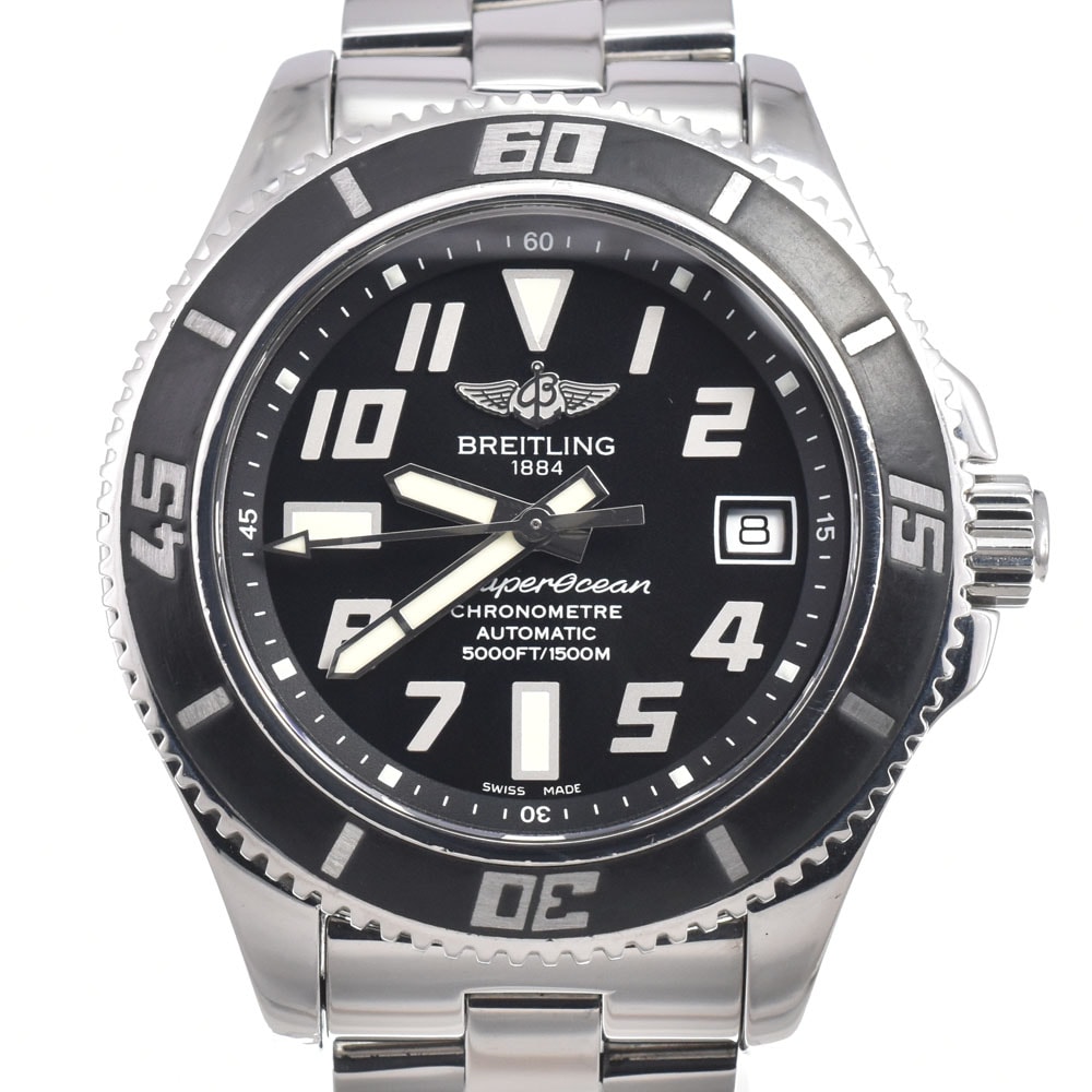ブライトリング BREITLING A17364 スーパーオーシャン42 ブラック 自動巻き メンズ 良品 腕時計 N#150773
