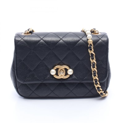シャネル CHANEL マトラッセ スモールフラップ ショルダーバッグ バッグ レザー レディース ブラック系 【中古】