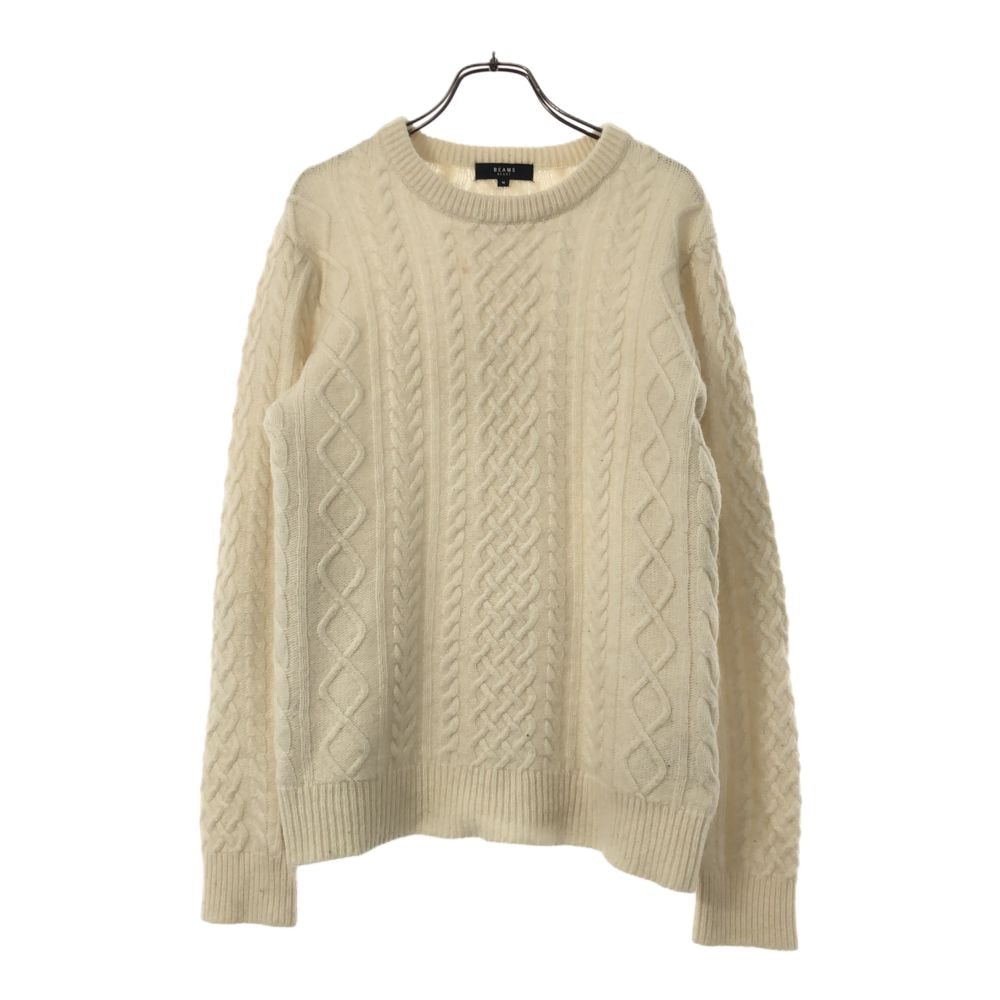 BEAMS HEART ビームスハート 長袖 ケーブル ニット M ホワイト セーター