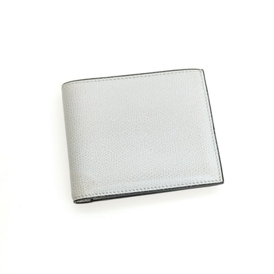 【中古】ヴァレクストラ バレクストラ Valextra レザー 二つ折り財布 ライトグレー【ユニセックス】
