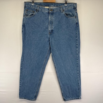 古着 カーハート Carhartt デニムパンツ テーパード ワーク 5ポケット ジーンズ ジーパン 色落ち ヒゲ w42 L30 ブルー メンズ