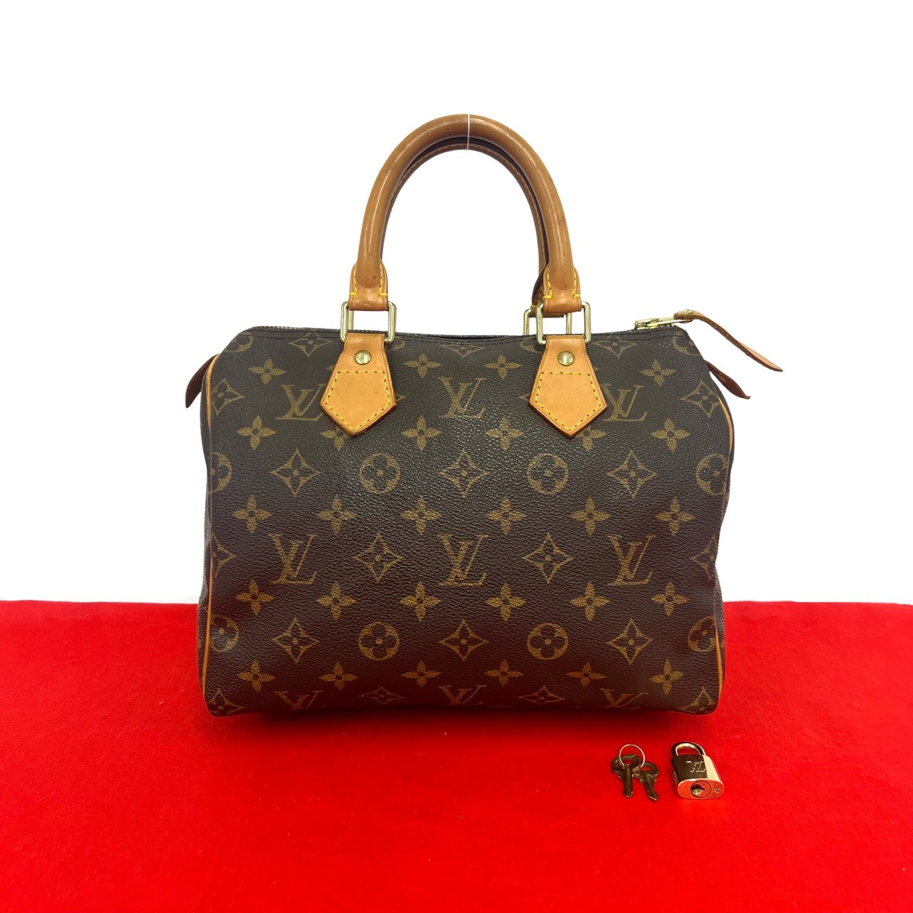LOUIS VUITTON ルイヴィトン スピーディー 25 モノグラム レザー PVC ハンドバッグ ブラウン
 55384