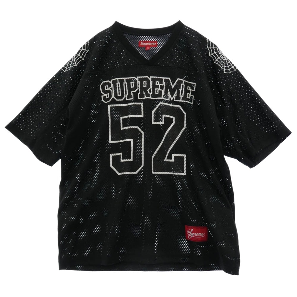 Supreme シュプリーム Tシャツ 24SS Spiderweb Football Jersey スパイダーウェブ フットボール ジャージ 半袖 Tシャツ ブラック系 M【美品】【中古】