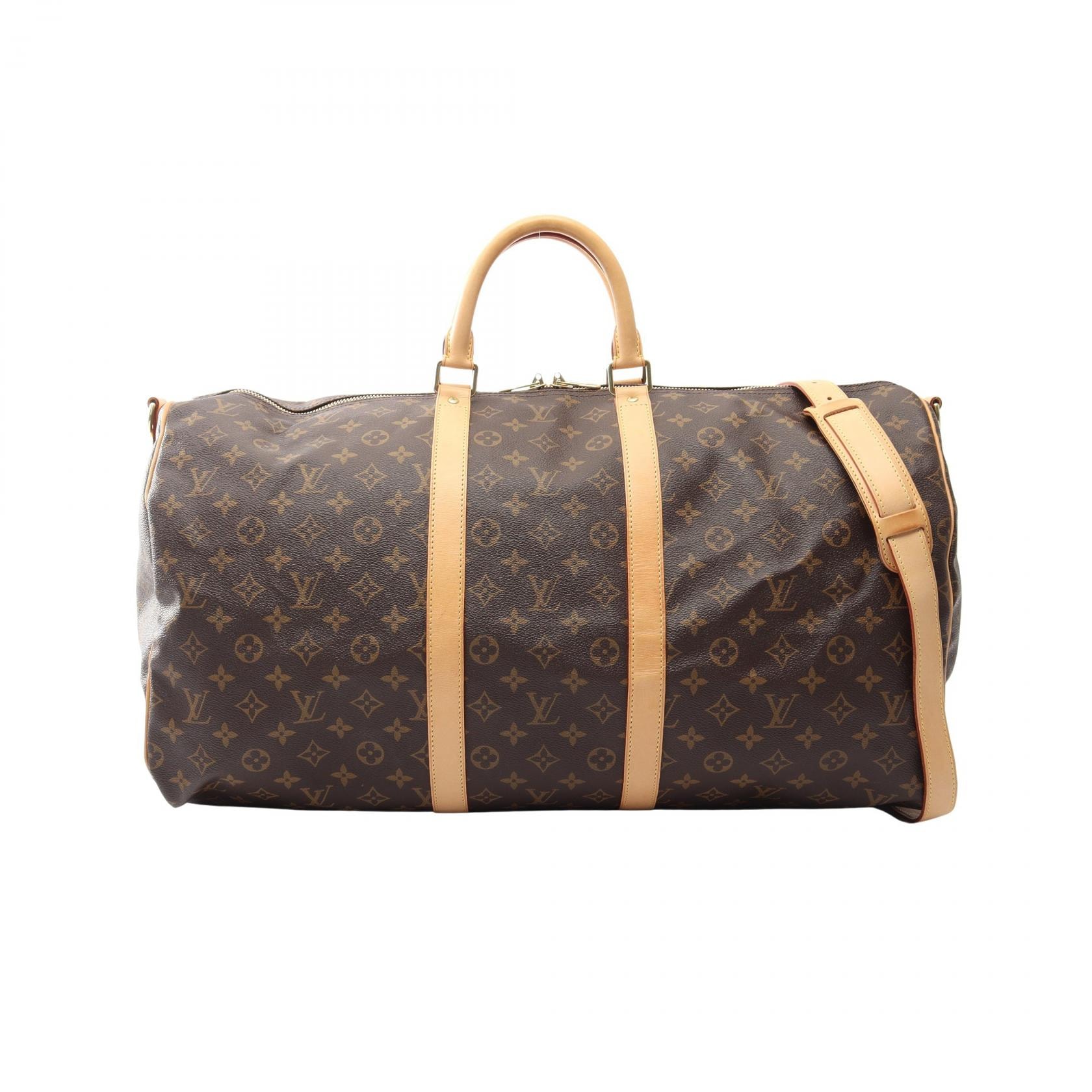 ルイ・ヴィトン LOUIS VUITTON キーポル バンドリエール55 2WAY ボストンバッグ バッグ PVCコーティングキャンバス レザー モノグラム メンズ レディース ブラウン系 M41414 【中古】