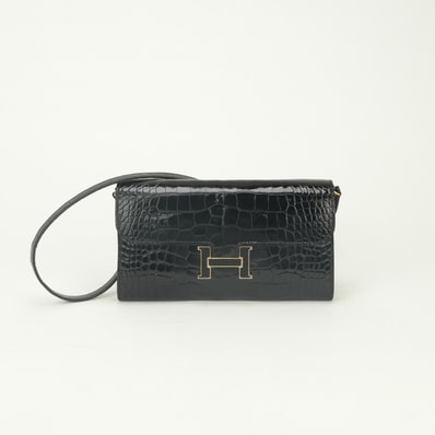 エルメス HERMES コンスタンスロングトゥーゴー コンスタン スロング トゥーゴー 財布 長財布 ロングウォレット アリゲーター クロコダイル ノワール Noir ブラック Black 黒