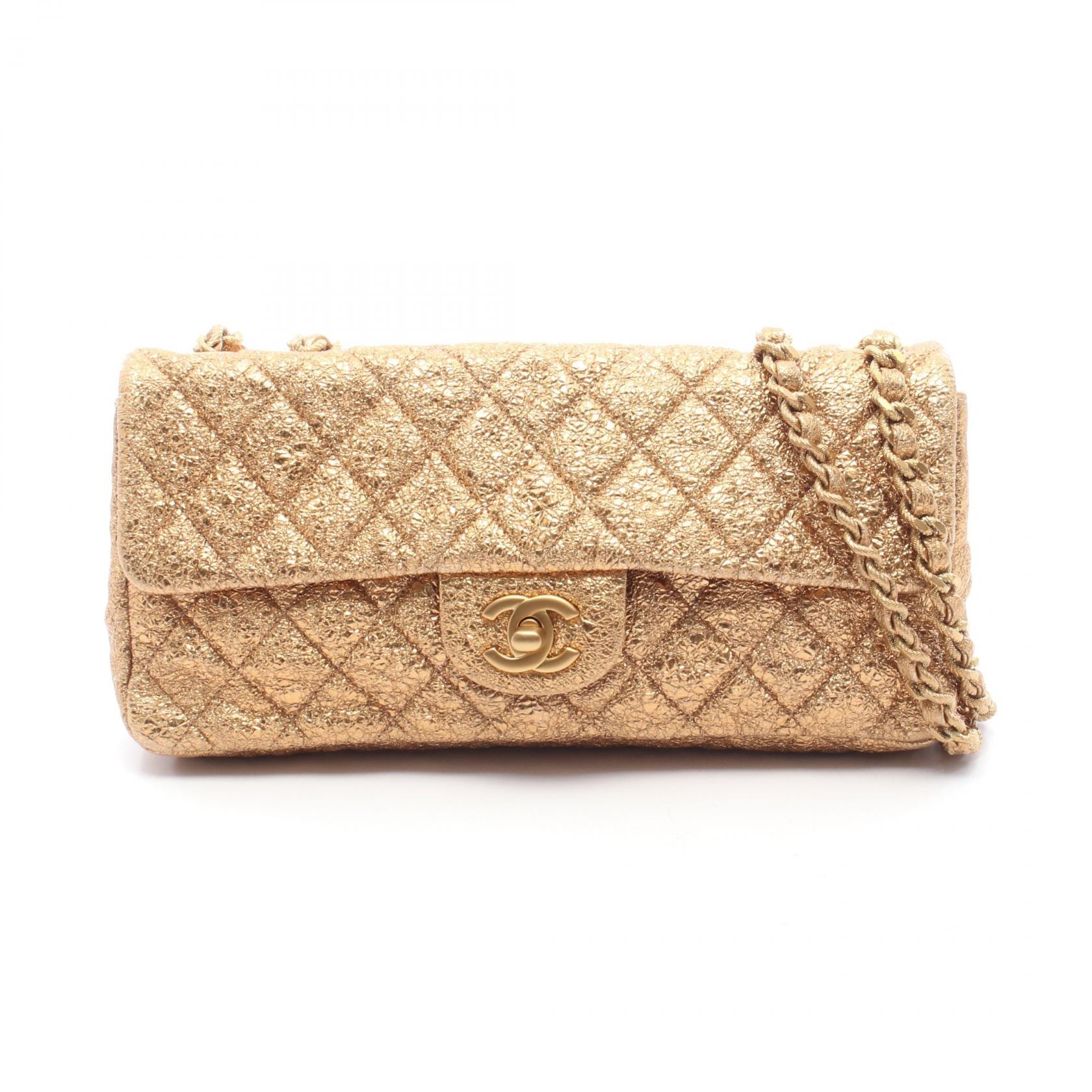 シャネル CHANEL マトラッセ メタリック ショルダーバッグ バッグ レザー レディース ゴールド系 【中古】