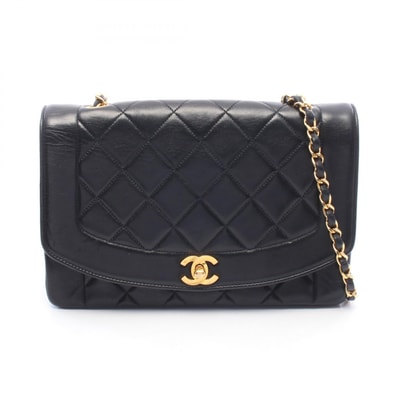 シャネル CHANEL マトラッセ ダイアナフラップ ショルダーバッグ バッグ ラムスキン(羊革) レディース ブラック系 01165 【中古】