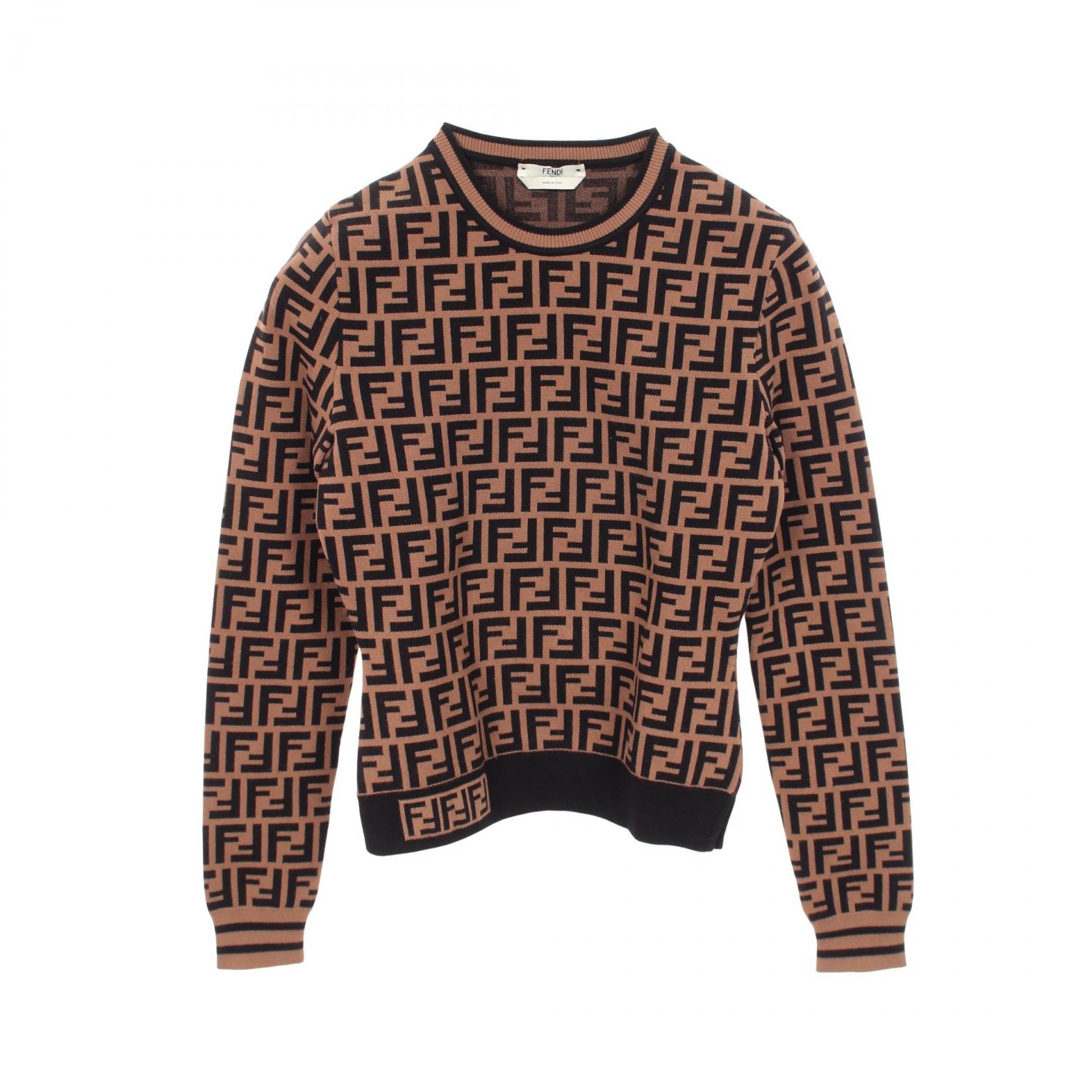 フェンディ FENDI ズッカ ニット 衣料品 トップス レーヨン レディース ブラウン系 / ブラック系 【中古】