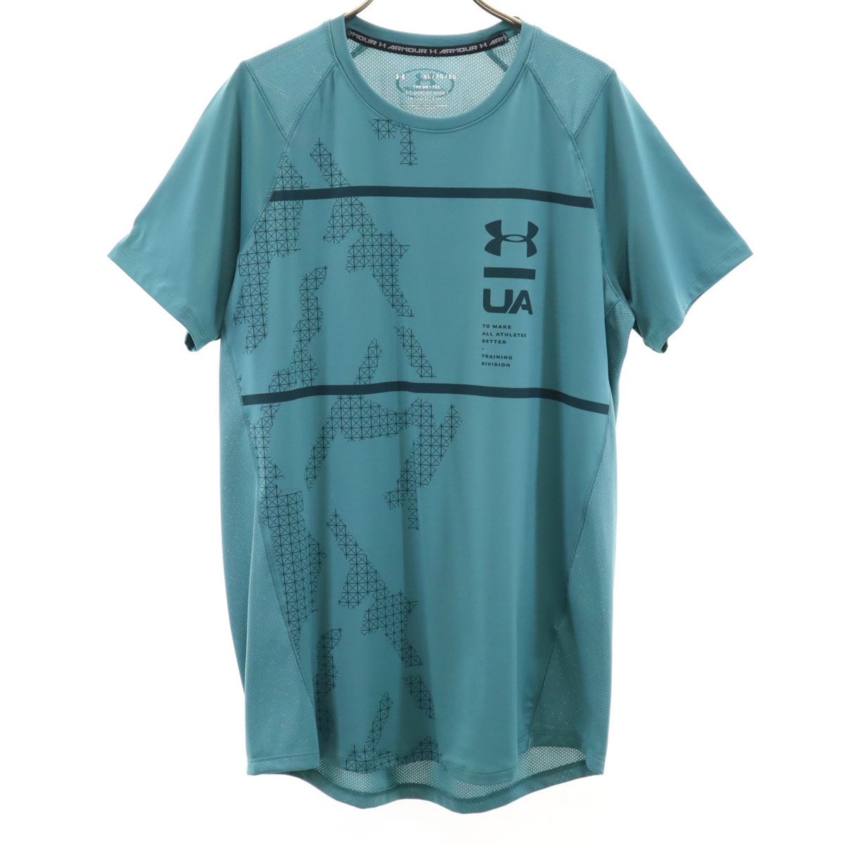 UNDER ARMOUR アンダーアーマー トレーニング 半袖 メッシュ切替 Tシャツ XL グリーン系
