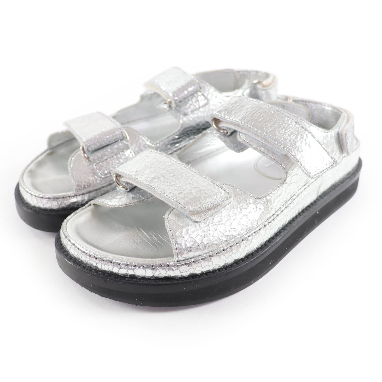 極美品 シャネル サンダル シルバー レディース 37 G31857