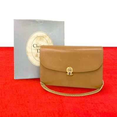 Christian Dior ディオール CD ロゴ 金具 レザー ショルダーバッグ ブラウン
48913