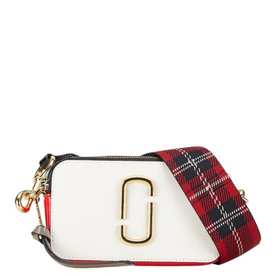 マークジェイコブス スナップショット ショルダーバッグ カメラバッグ ホワイト ライトブルー レザー レディース MARC JACOBS 中古