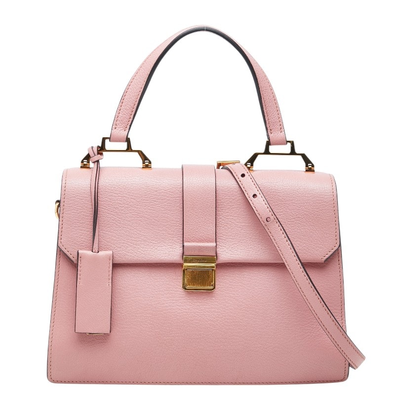ミュウミュウ マドラス ハンドバッグ ショルダーバッグ 2WAY 5BA108 ピンク レザー レディース MIUMIU 【中古】