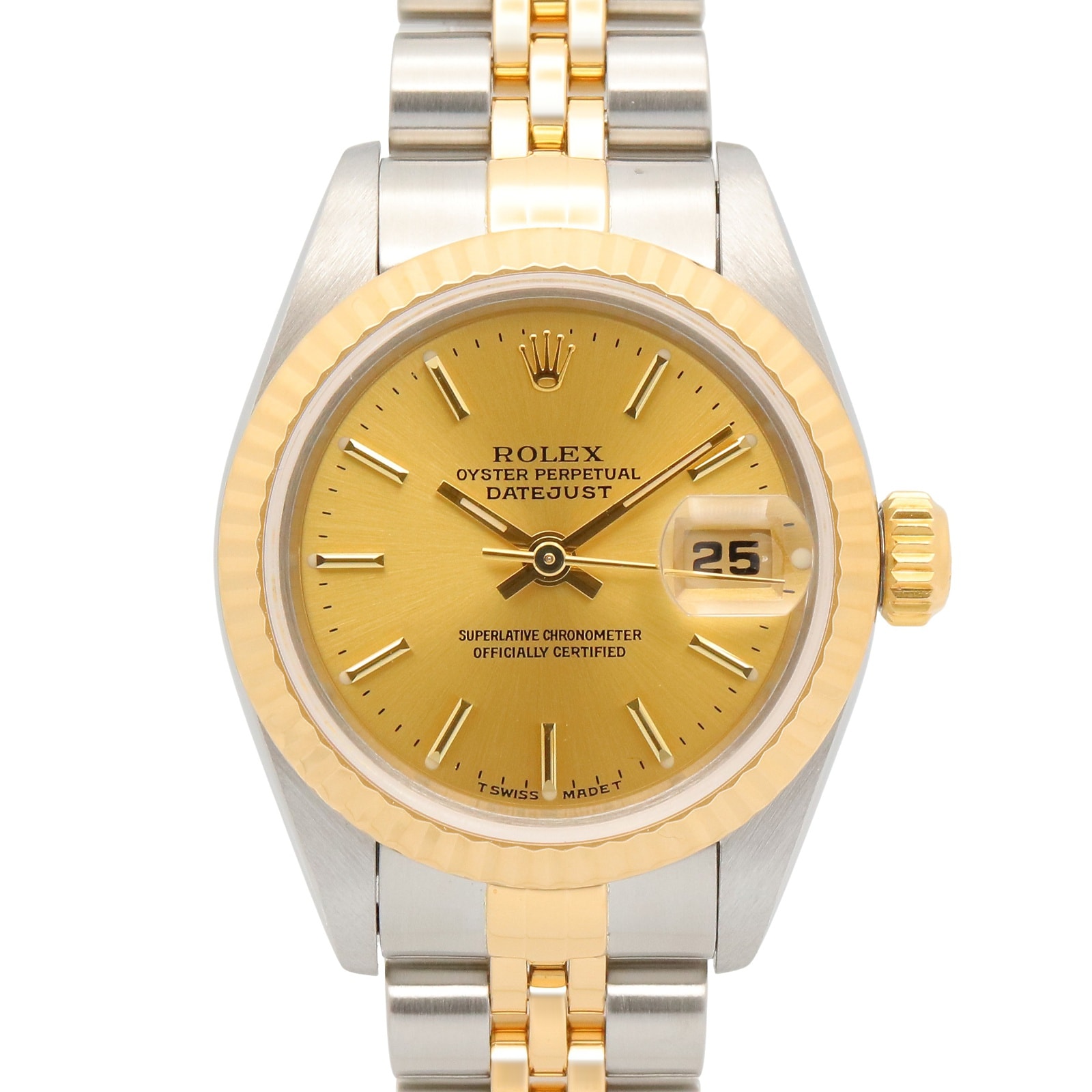 ロレックス ROLEX デイトジャスト U番 腕時計 時計 K18(イエローゴールド) ステンレススチール レディース ゴールド系 シャンパン/バー 69173 【中古】