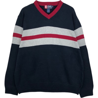 古着 ラルフローレン Ralph Lauren CHAPS チャップス Vネック コットンニットセーター メンズM相当/eaa631984