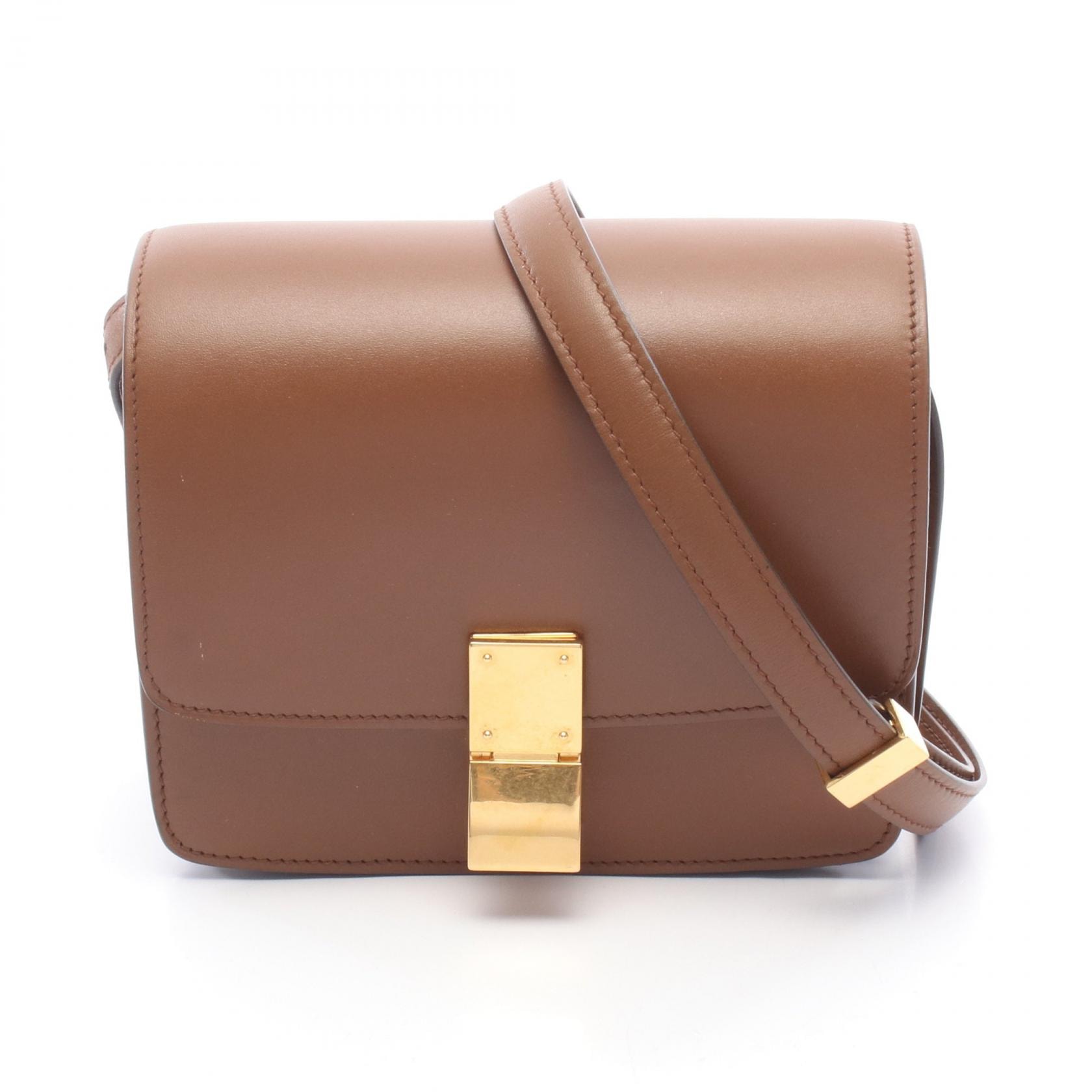 セリーヌ CELINE クラシック ボックス スモール ショルダーバッグ バッグ レザー レディース ブラウン系 189183 【中古】
