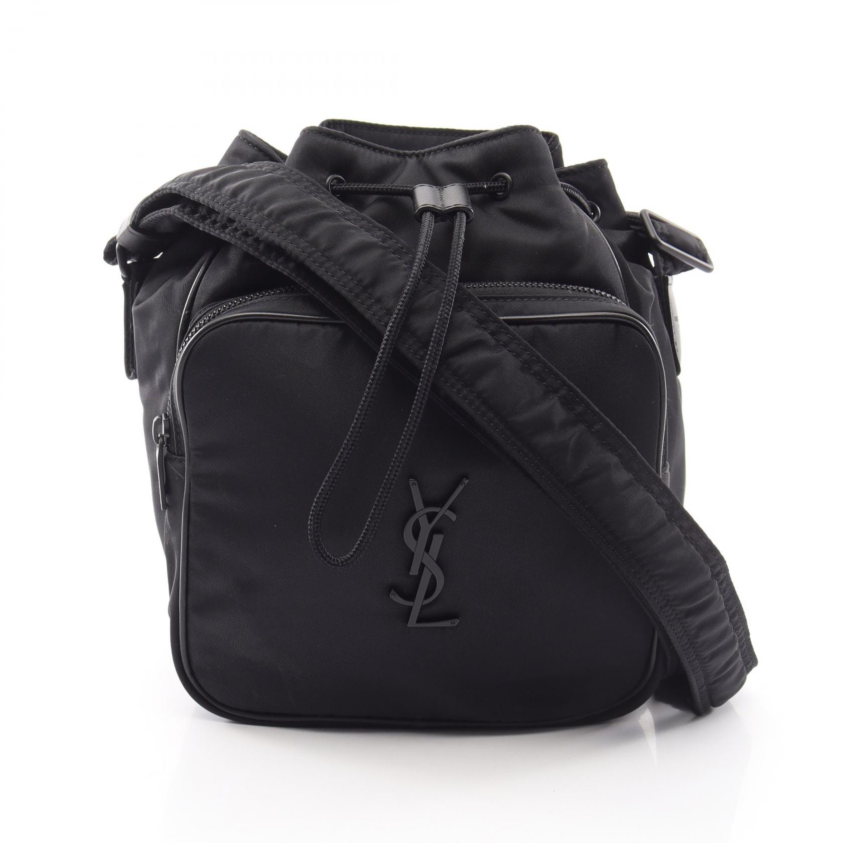 サンローランパリ SAINT LAURENT PARIS ニキ スモール バケットバッグ ショルダーバッグ バッグ ナイロン レザー レディース ブラック系 793238 【中古】