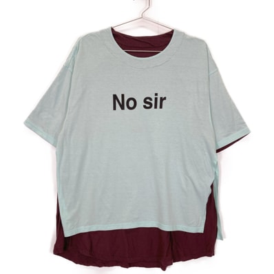 アンダーカバー ミント×ブラウン レイヤードTシャツ 2