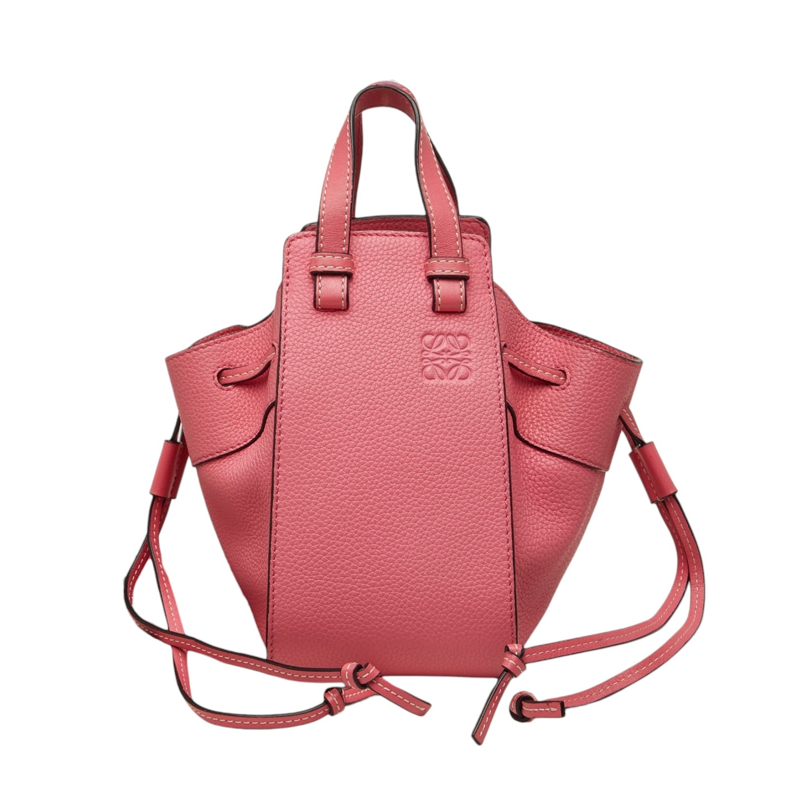 ロエベ ハンモック ドローストリング  ハンドバッグ ショルダーバッグ 2WAY ピンク レザー レディース LOEWE 中古