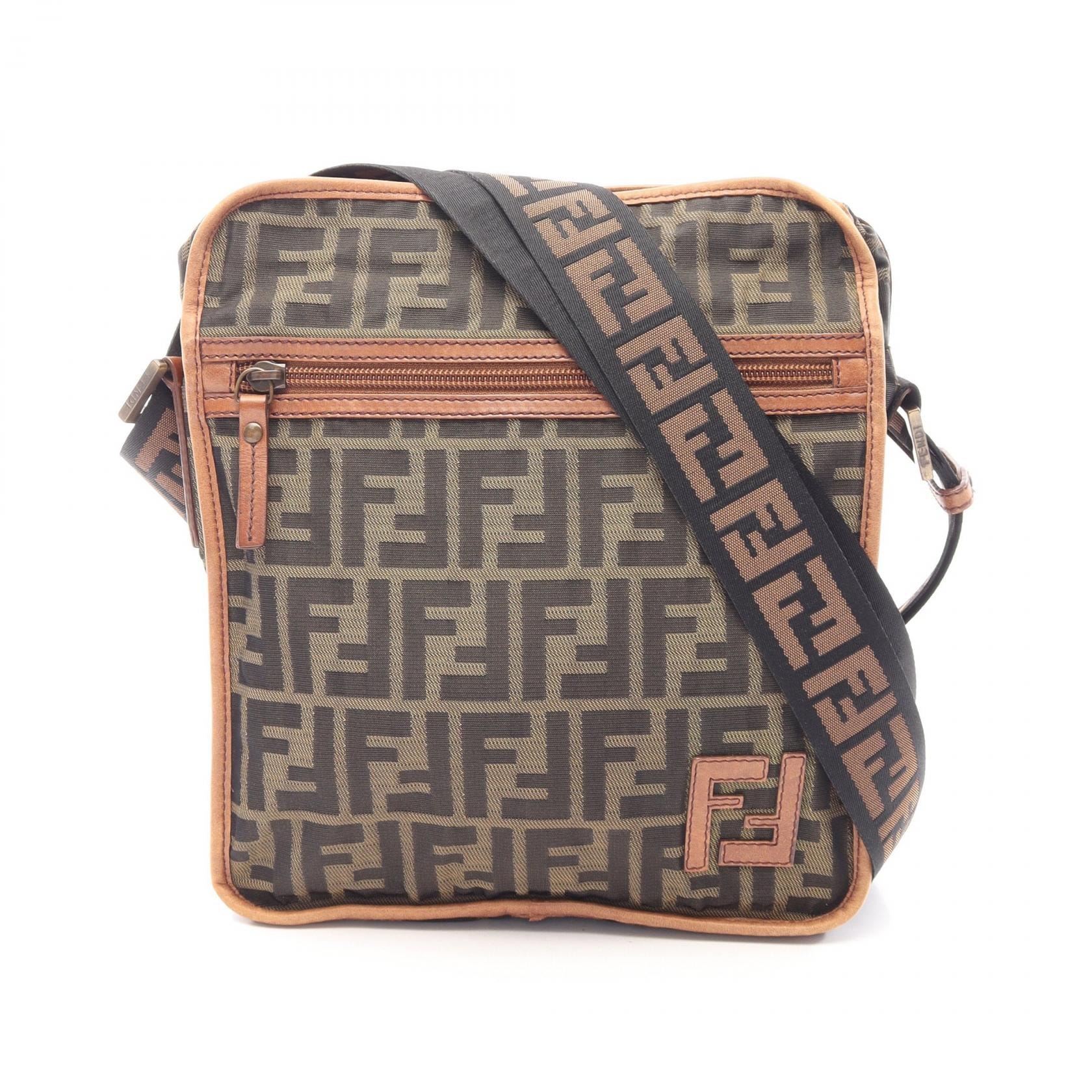フェンディ FENDI ズッカ ショルダーバッグ バッグ キャンバス レザー レディース ブラウン系 / ブラック系 【中古】