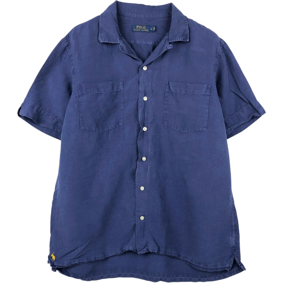 古着 ラルフローレン Ralph Lauren POLO RALPH LAUREN 半袖 オープンカラー リネンシャツ ボックスシャツ メンズL相当/evb035435