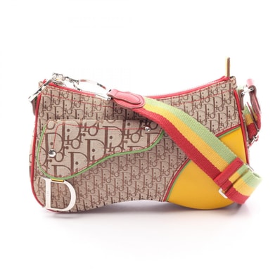 ディオール Dior ラスタ トロッター サドルポケット ショルダーバッグ バッグ キャンバス レザー レディース ベージュ系 / マルチカラー 【中古】