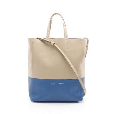 セリーヌ CELINE バーティカル スモール カバ トートバッグ バッグ レザー レディース ベージュ系 / ブルー系 176163XBB 【中古】