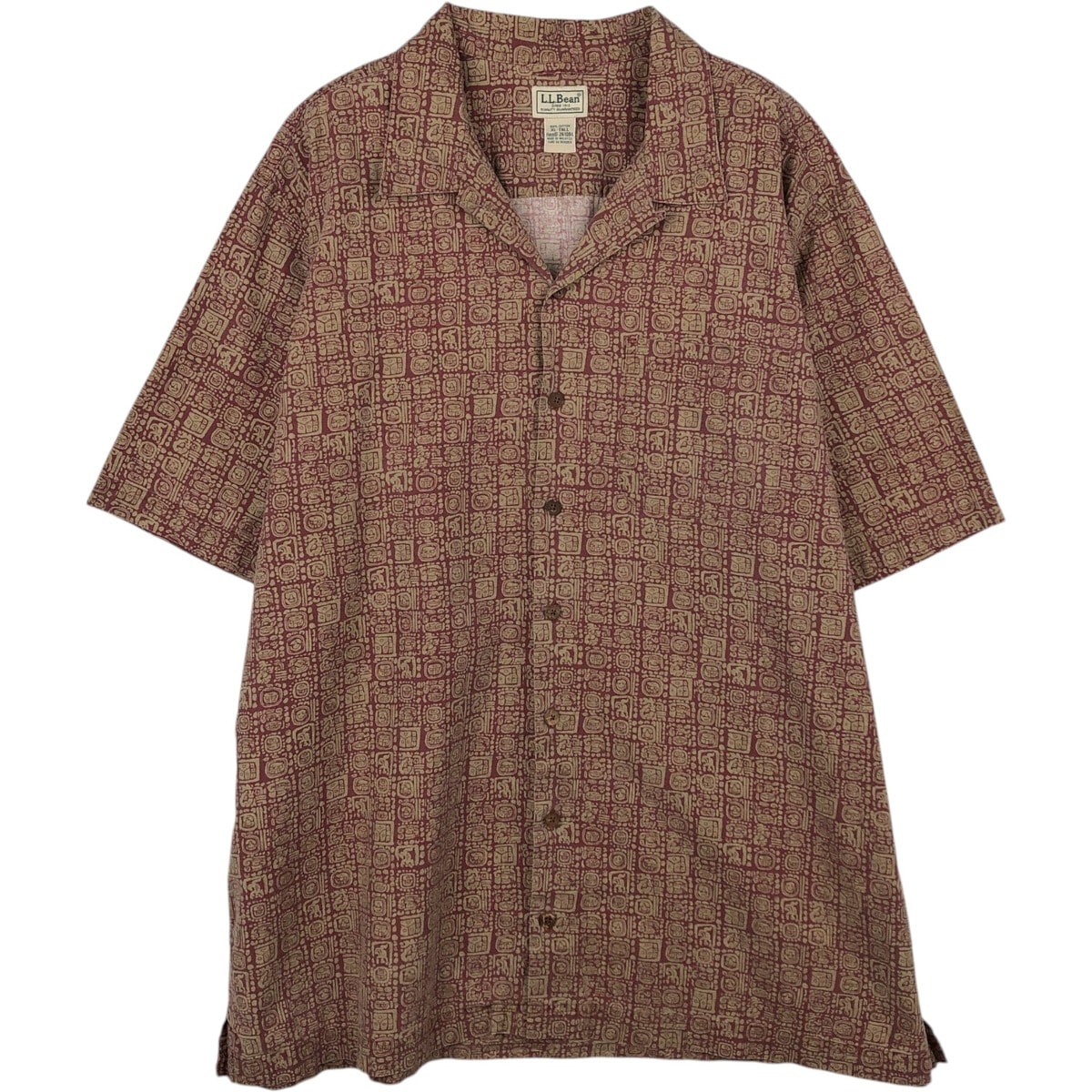 古着 90~00年代 エルエルビーン L.L.Bean 総柄 半袖 オープンカラー コットンシャツ ボックスシャツ メンズXL相当 ヴィンテージ/eaa650679