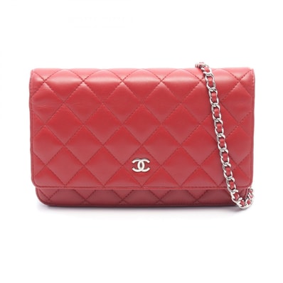 シャネル CHANEL マトラッセ ショルダーバッグ バッグ ラムスキン(羊革) レディース レッド系 【中古】