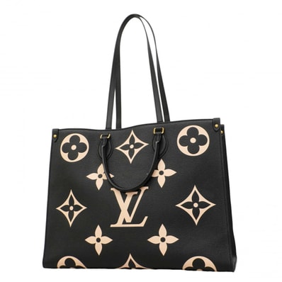 【6dd4867】ルイヴィトン トートバッグ モノグラム・アンプラント バイカラー オンザゴーGM M45945 ブラック ベージュ【中古】レディース