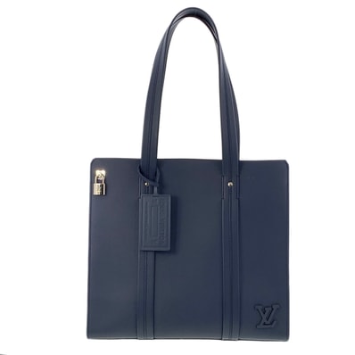 LOUIS VUITTON ルイ・ヴィトン LV アエログラム テイクオフトート トートバッグ M21542 レザー ネイビー メンズ【中古】