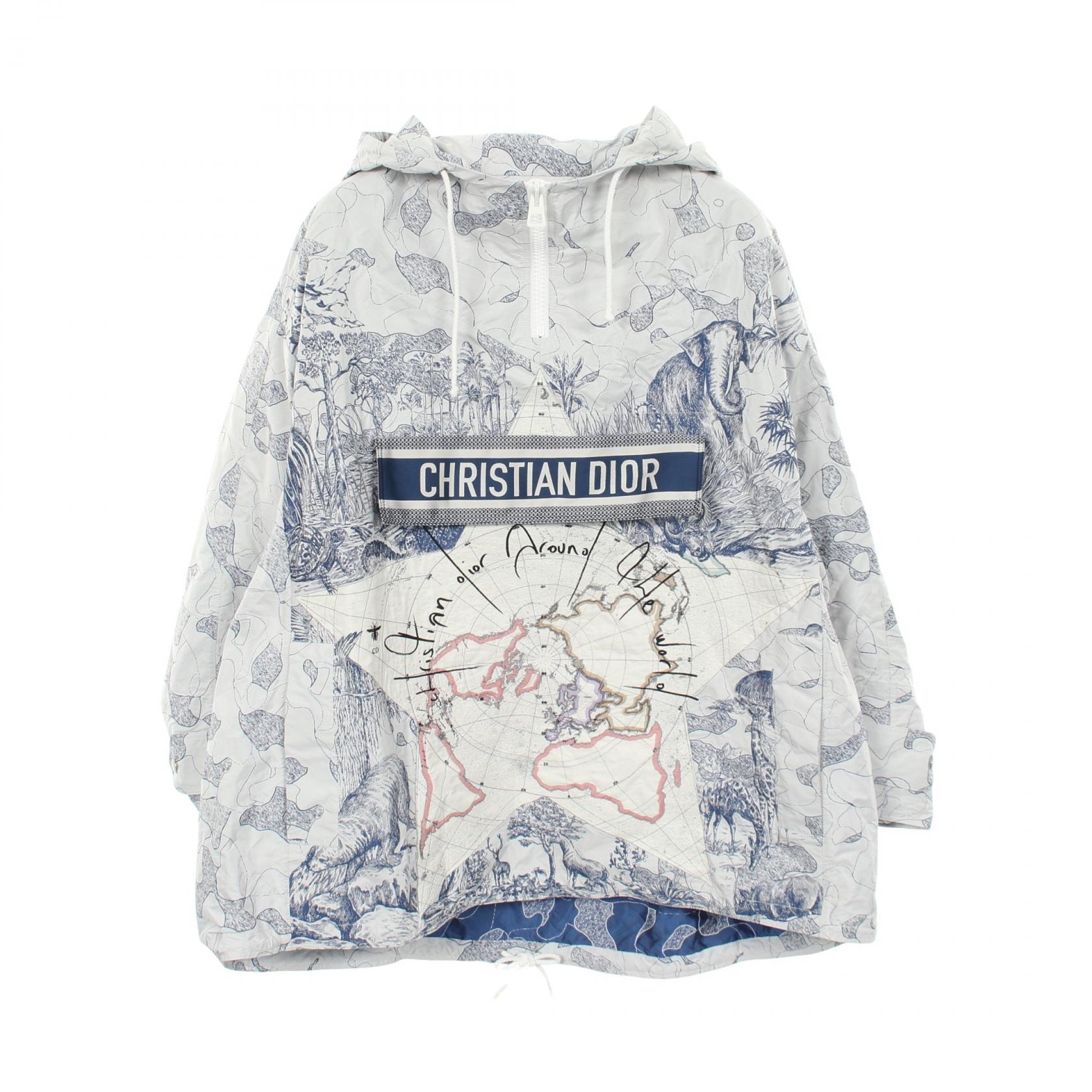 ディオール Dior アラウンドザワールド アノラックジャケット マウンテンパーカー フード付き 衣料品 アウター ポリエステル メンズ グレー系 / ブルー系 【中古】