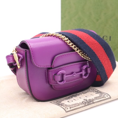 美品 GUCCI グッチ レザー 1955 2WAYショルダーバッグ パープル 箱・保存袋付 726863 2wayショルダーバッグ パープル レッド ネイビー レザー キャンバス レディース