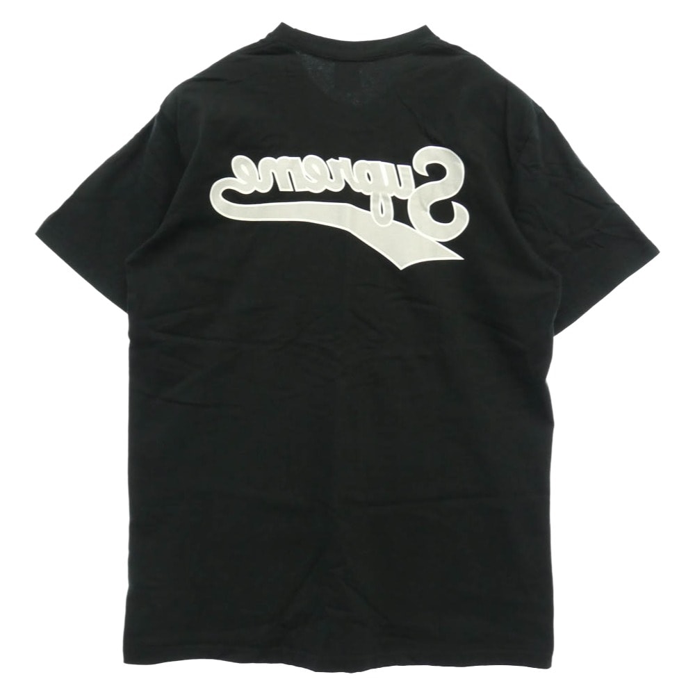 Supreme シュプリーム 24SS Backwards Tee バックワーズ ティー 反転 ロゴ プリント クルーネック 半袖 Tシャツ ブラック系 L【中古】