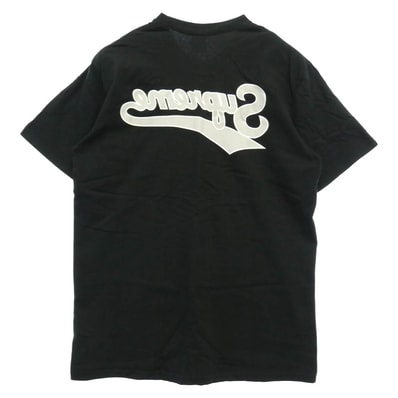 Supreme シュプリーム 24SS Backwards Tee バックワーズ ティー 反転 ロゴ プリント クルーネック 半袖 Tシャツ ブラック系 L【中古】