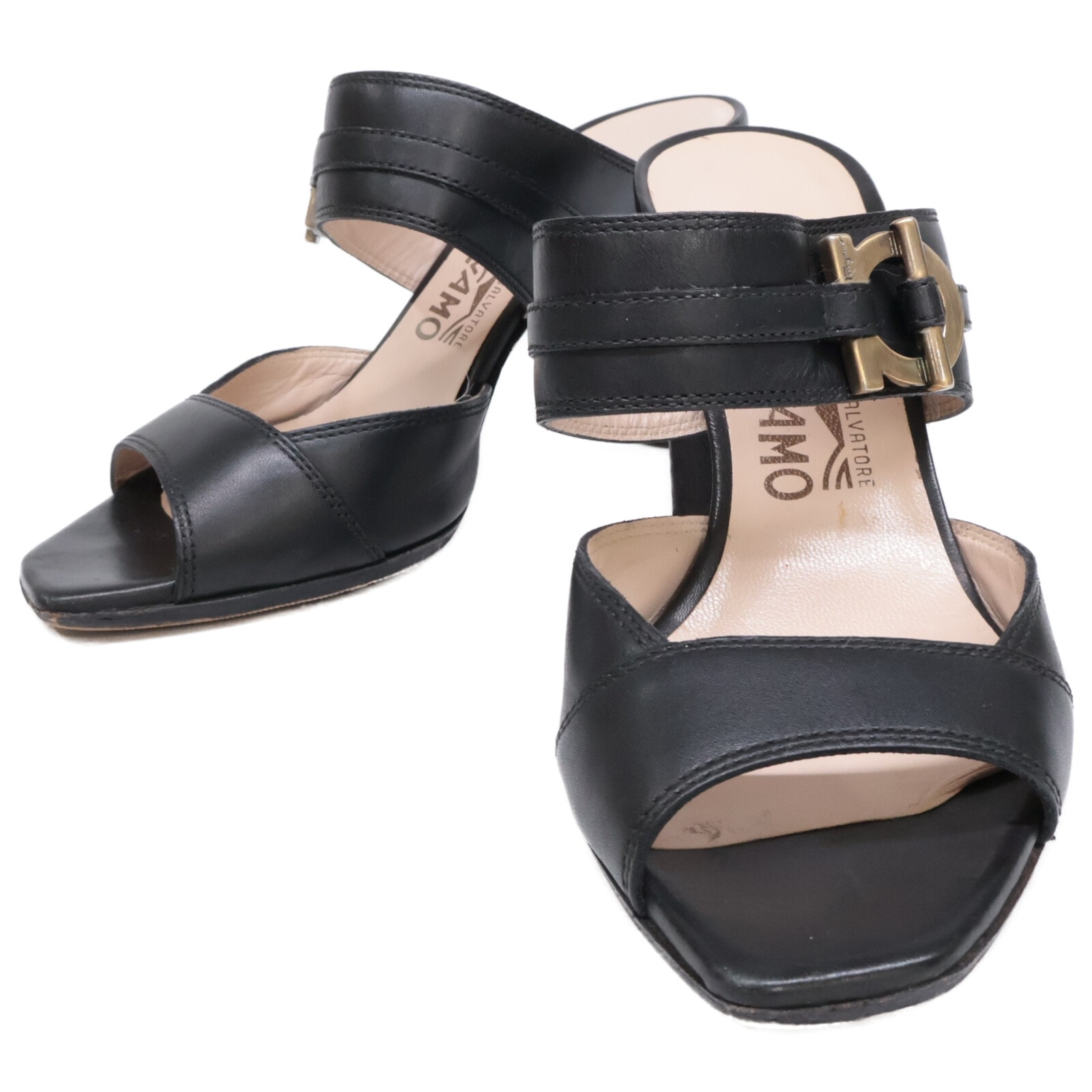 サルヴァトーレフェラガモ DG016932 ガンチーニ レザー サンダル 5 1/2