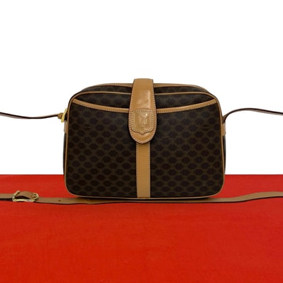 CELINE セリーヌ マカダム ブラゾン 柄 トリオンフ レザー PVC ショルダーバッグ ブラウン
31253