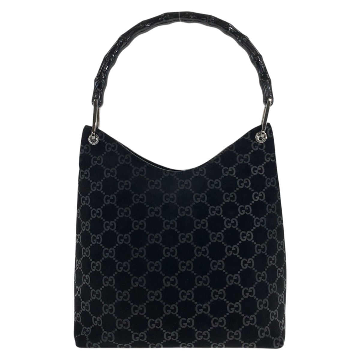 GUCCI グッチ バンブー GG柄 ブラック 黒 シルバー金具 スウェード ショルダーバッグ 601391 【中古】