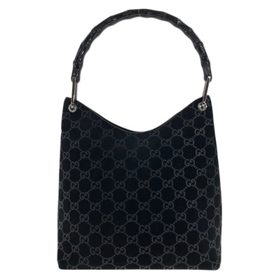 GUCCI グッチ バンブー GG柄 ブラック 黒 シルバー金具 スウェード ショルダーバッグ 601391 【中古】