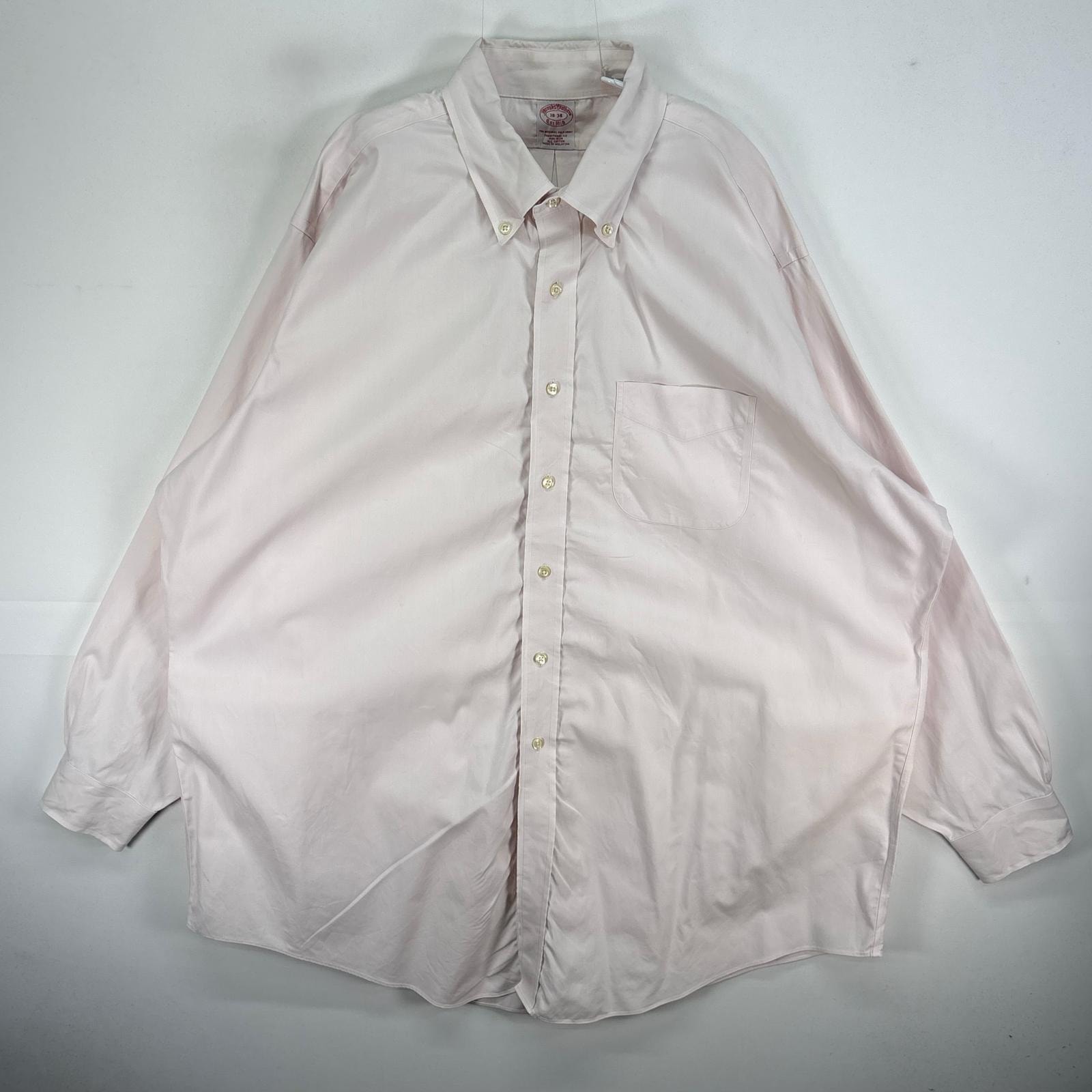 古着 ブルックスブラザーズ Brooks Brothers 長袖シャツ ボタンダウン 胸ポケ 2XL ピンク系 無地 メンズ