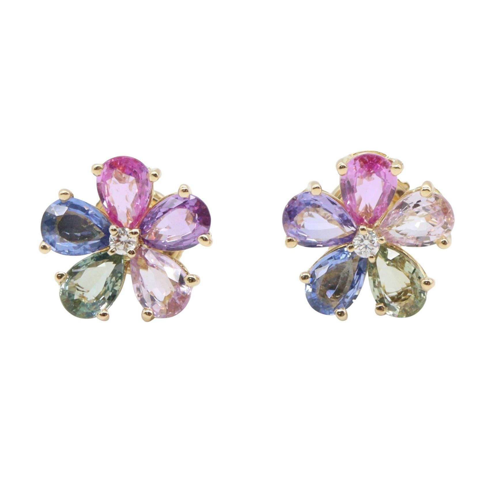 ブルガリ BVLGARI フラワーコントレール ピアス サファイア ピアス ジュエリー K18(イエローゴールド) サファイア レディース ゴールド系 / マルチカラー 347791 【中古】