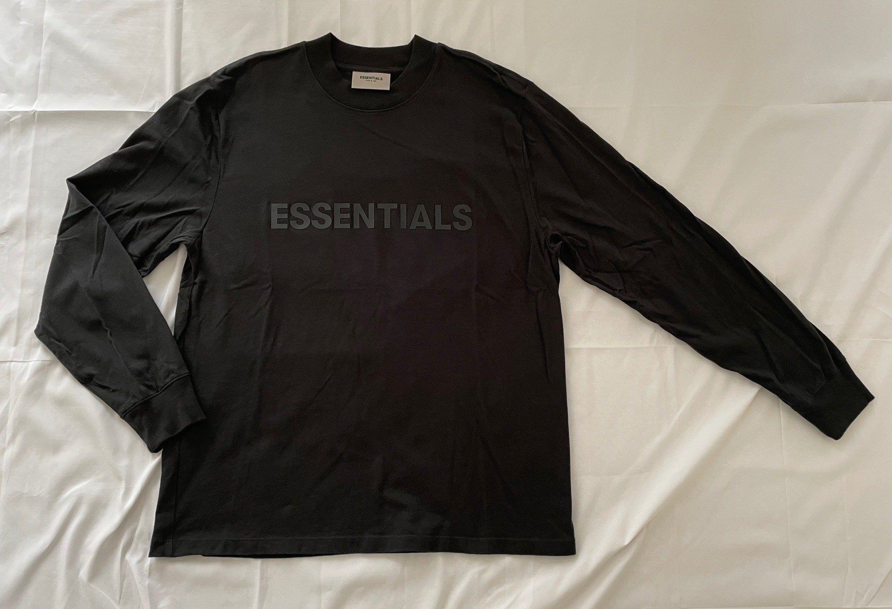 FEAR OF GOD ESSENTIALS 3D Silicon Applique Boxy Long Sleeve T-Shirt "Black"