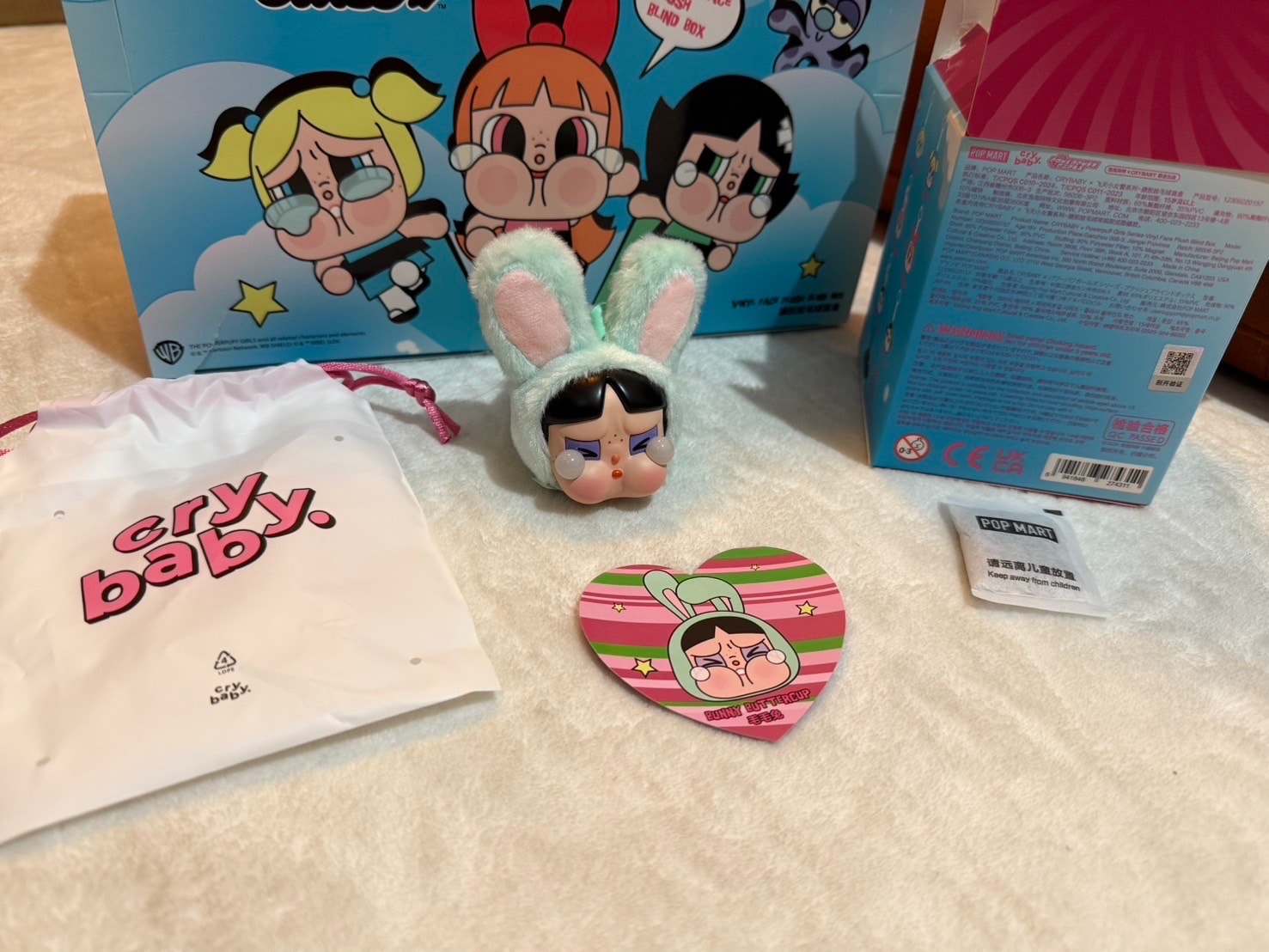 POP MART CRYBABY x Powerpuff Girls Series Plush BUNNY BUTTERCUP