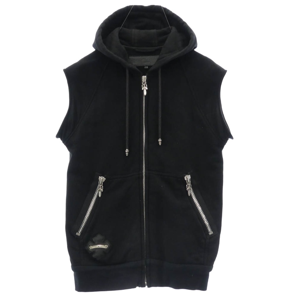 Chrome Hearts LI'L PUDGE SS Dagger Zip Leather Sleeveless Vest "Black"