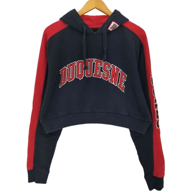 カレッジ刺繍 クロップド プルオーバーパーカー【1141313743167】