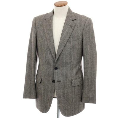 【中古】グッチ GUCCI ウール ストライプ テーラードジャケット グレー【サイズ48】【メンズ】