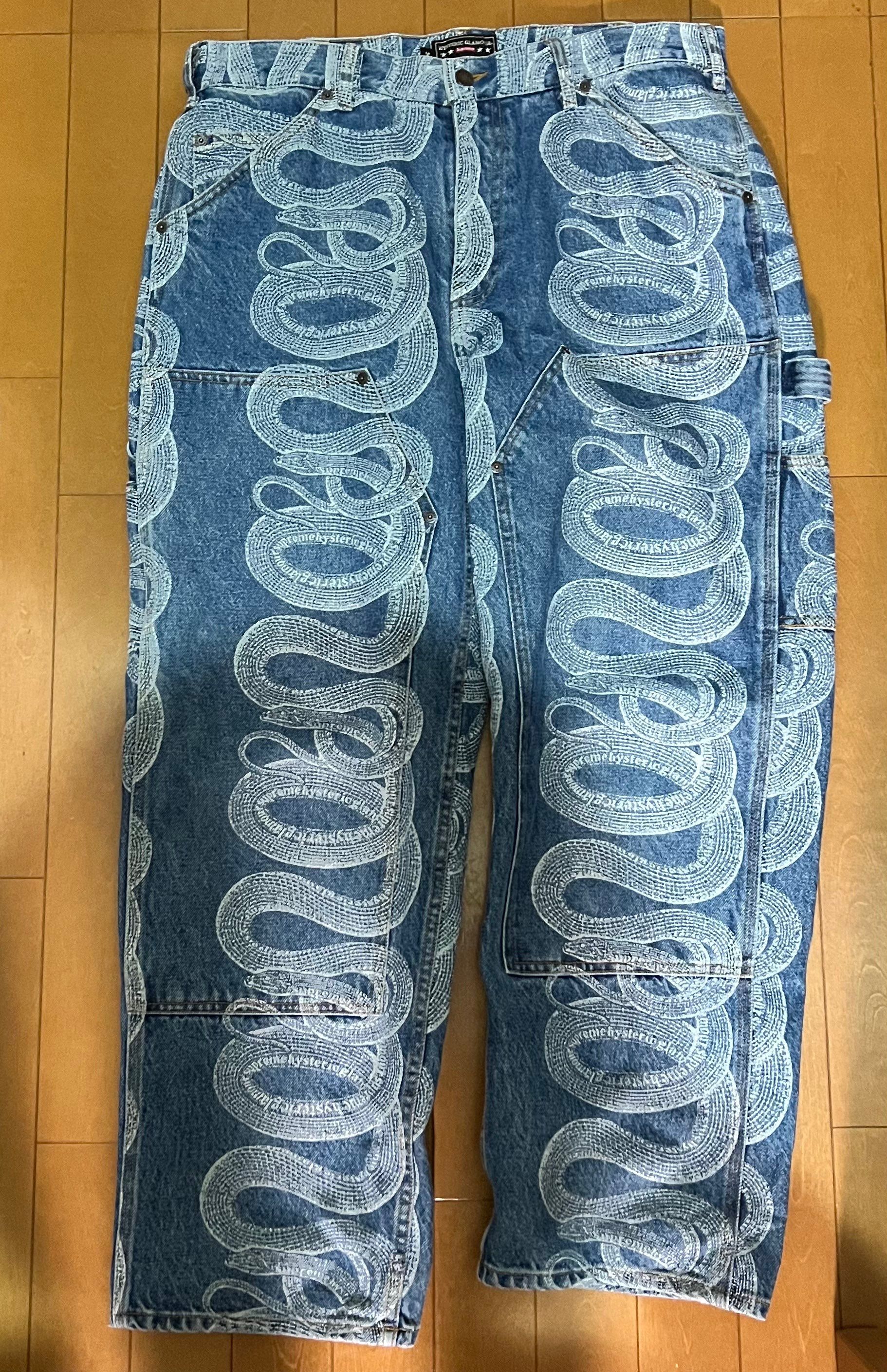 Supreme x HYSTERIC GLAMOUR Snake Double Knee Denim Painter Pant "Blue"